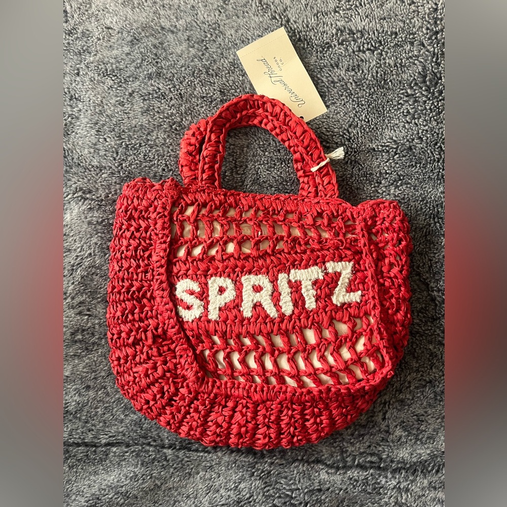 Universal Thread Spritz Tote Bag Womens Red Woven Straw Crochet Purse NWT Summer